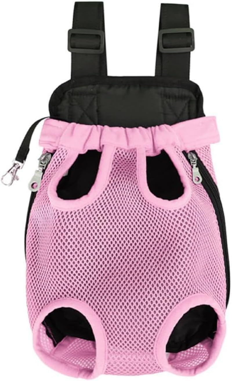 Pet Carrier Backpack, Adjustable Cat Front Travel Bag, Pet Legs Out Ventilated Dog Chest Carrier with Hook and Loop for Camping Hiking Travel Puppy Cat (Pink, L) image number 2