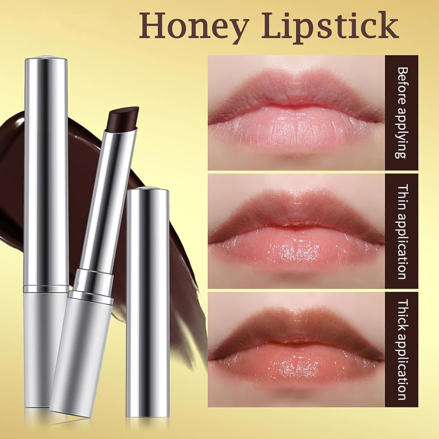 Honey Lipstick Tinted Lip Balm - Sheer Hydrating Lipstick for All Skin Tones - Moisturizing Lip Color, Nourishing Lip Balm with a Hint of Natural Black Cherry Tint image number 4