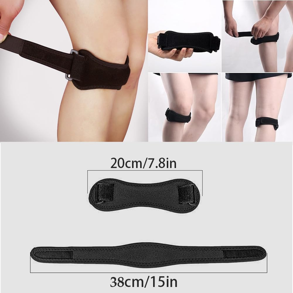 1 Piece Patella Knee Strap &ndash; Adjustable Knee Brace for Pain Relief, Tendonitis & Jumper&rsquo;S Knee &ndash; Support for Running, Basketball, Hiking, Tennis, Volleyball & Squats &ndash; Patellar Tendon Stabilizer Band (Black) image number 4