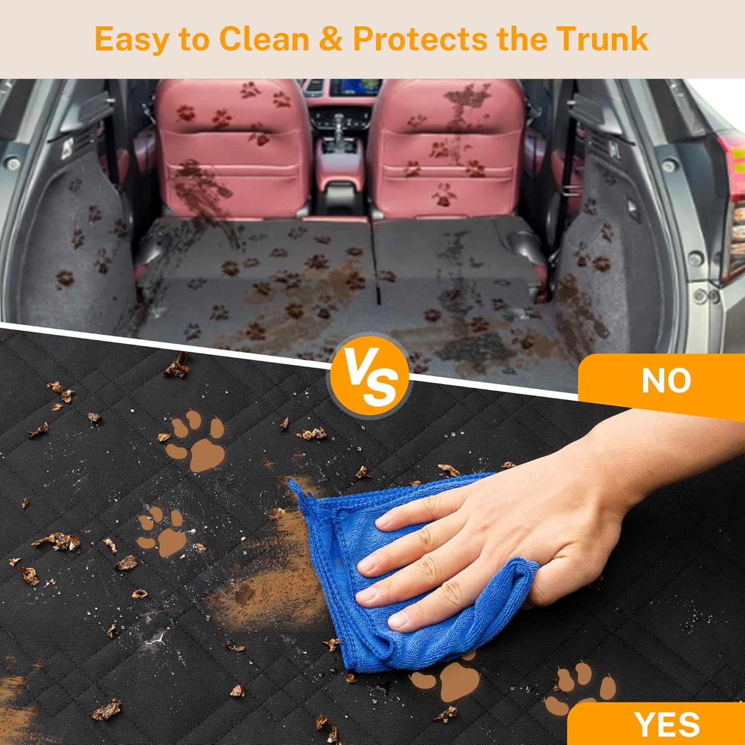 Toozey SUV Cargo Liner for Dogs - Waterproof Dog Trunk Seat Cover for Back Cargo Area, Dog Car Floor Mat with Side and Bumper Protector, Pet Cargo Cover Liner for Suv/Van/Truck, Standard, Black