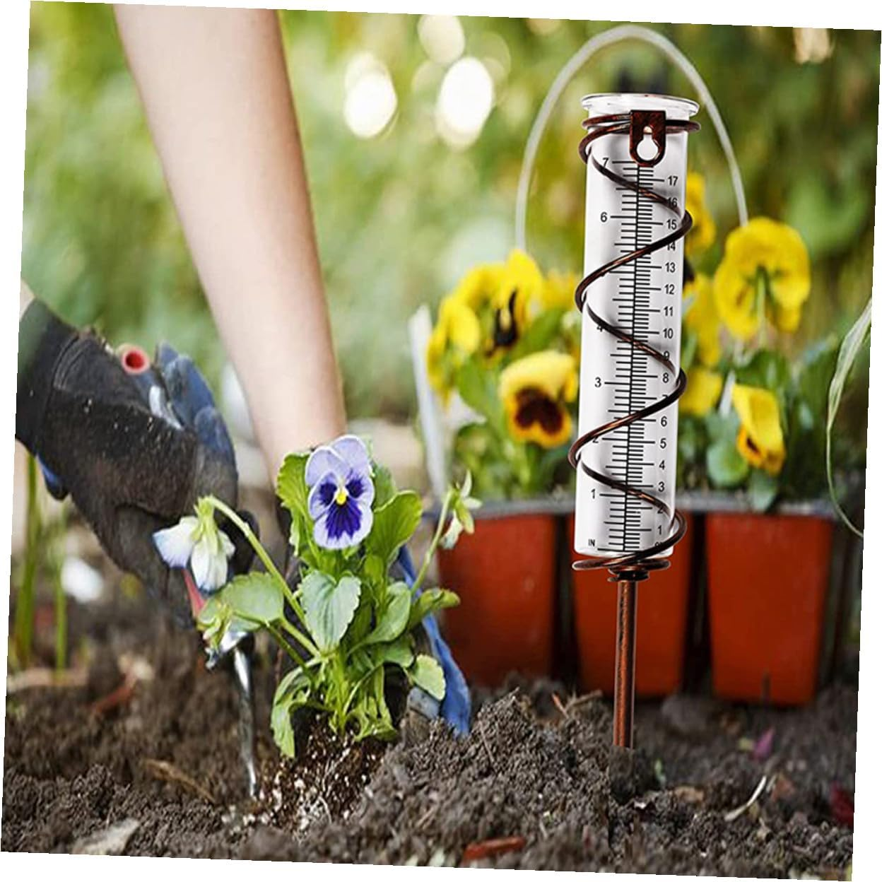 Bestonzon 4Pcs Glass Rain Gauge Tubes with Graduated Scale Outdoor Home Rain Measurer for Garden Lawn Patio Precipitation Measurement image number 6