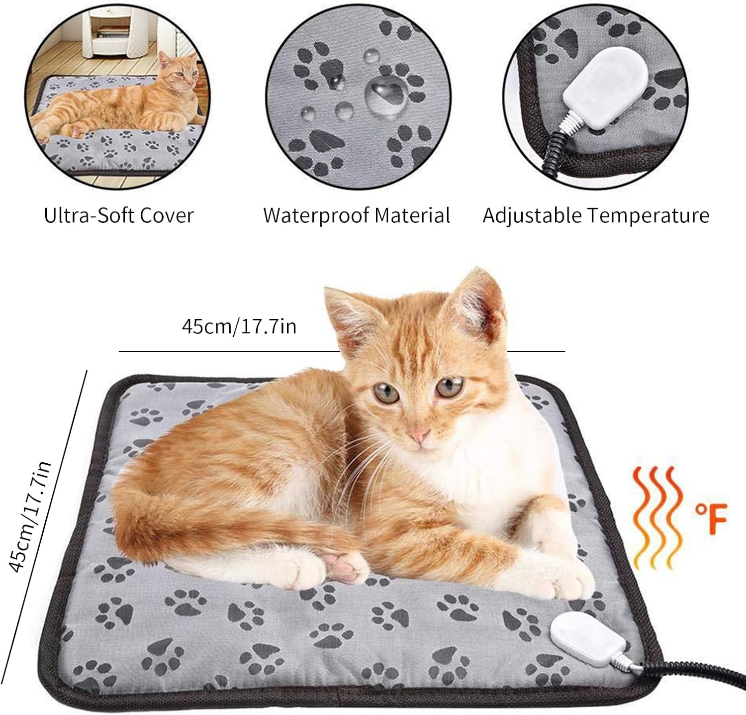 B-Qtech Pet Heating Pad, Electric Heated Pad for Dog Cat, Warm Mat Waterproof Dogs Cats Beds with Constant Temperature, Comfortable Heater Heater Blanket Puppy and Kitten (17X17 In) image number 1