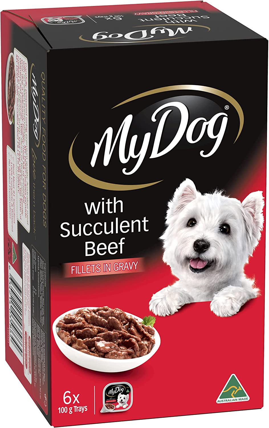 MY DOG Adult Wet Dog Food with Succulent Beef Fillets in Gravy 6 X 100G, 6 Pack (36 Pouches)