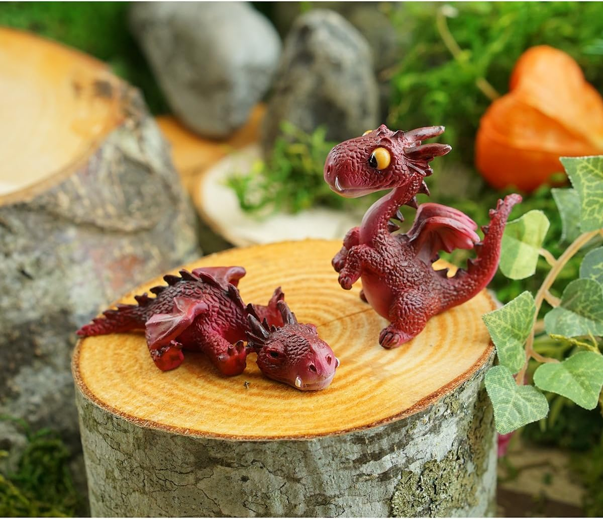 Top Collection Miniature Fairy Garden and Terrarium Mini Dragon Statue, Red image number 1