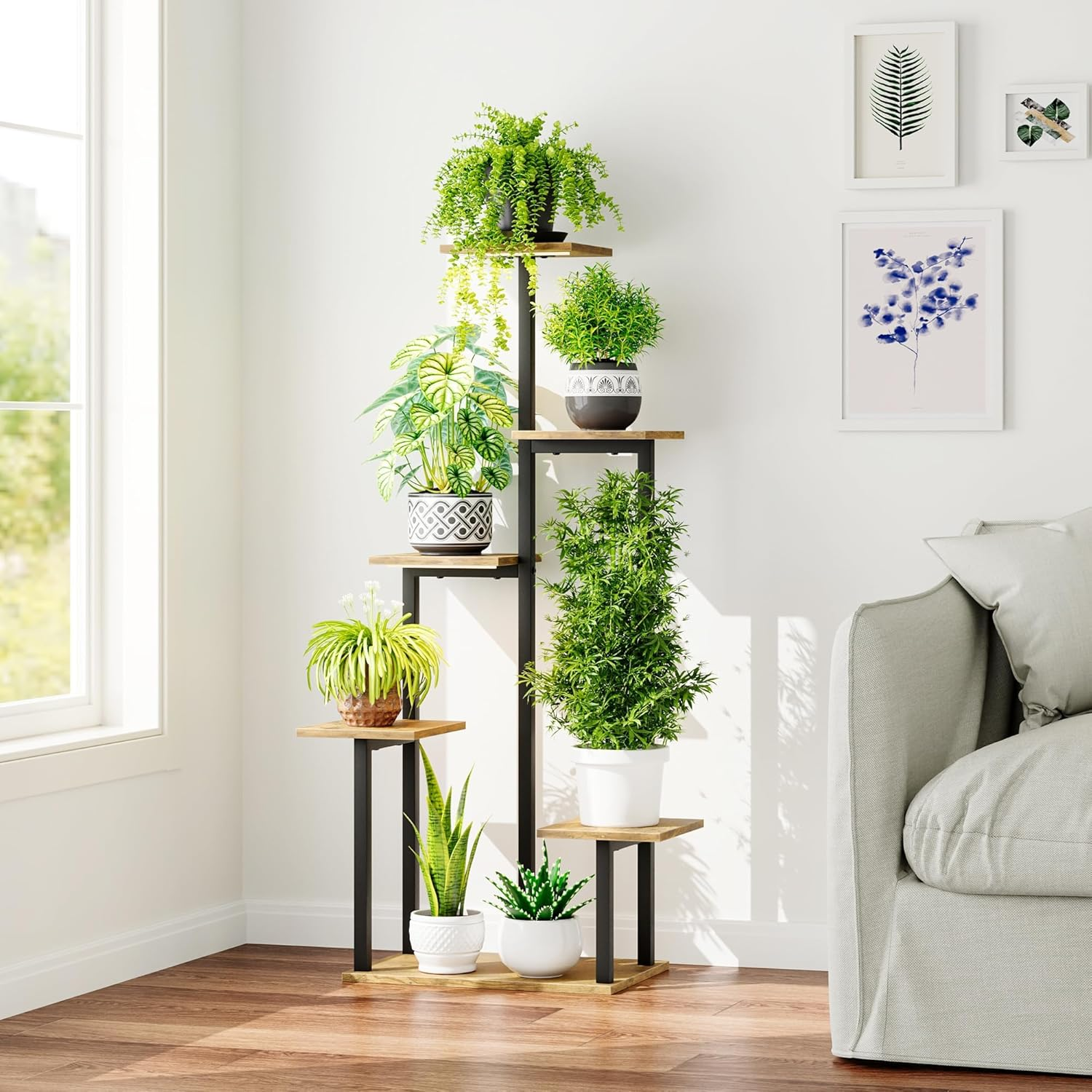 Memocastle Plant Stand Indoor with Grow Lights - 6 Tiered Tall Metal Shelf for Indoor Plants Multiple, Lighted Corner Rack Flower Display Holder image number 4