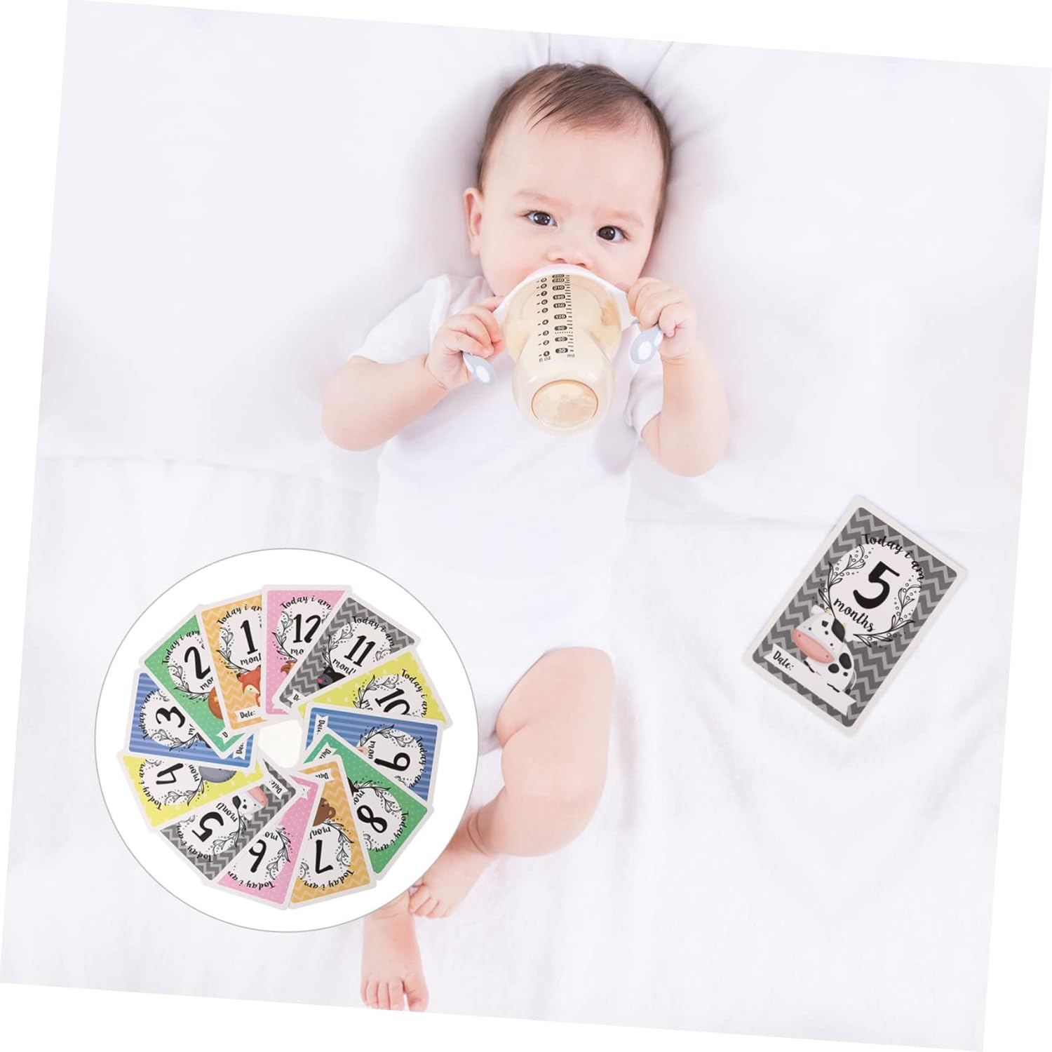 12Pcs Animal Milestone Cards Newborn Milestone Cards Monthly for Photography Boy Gifts image number 3