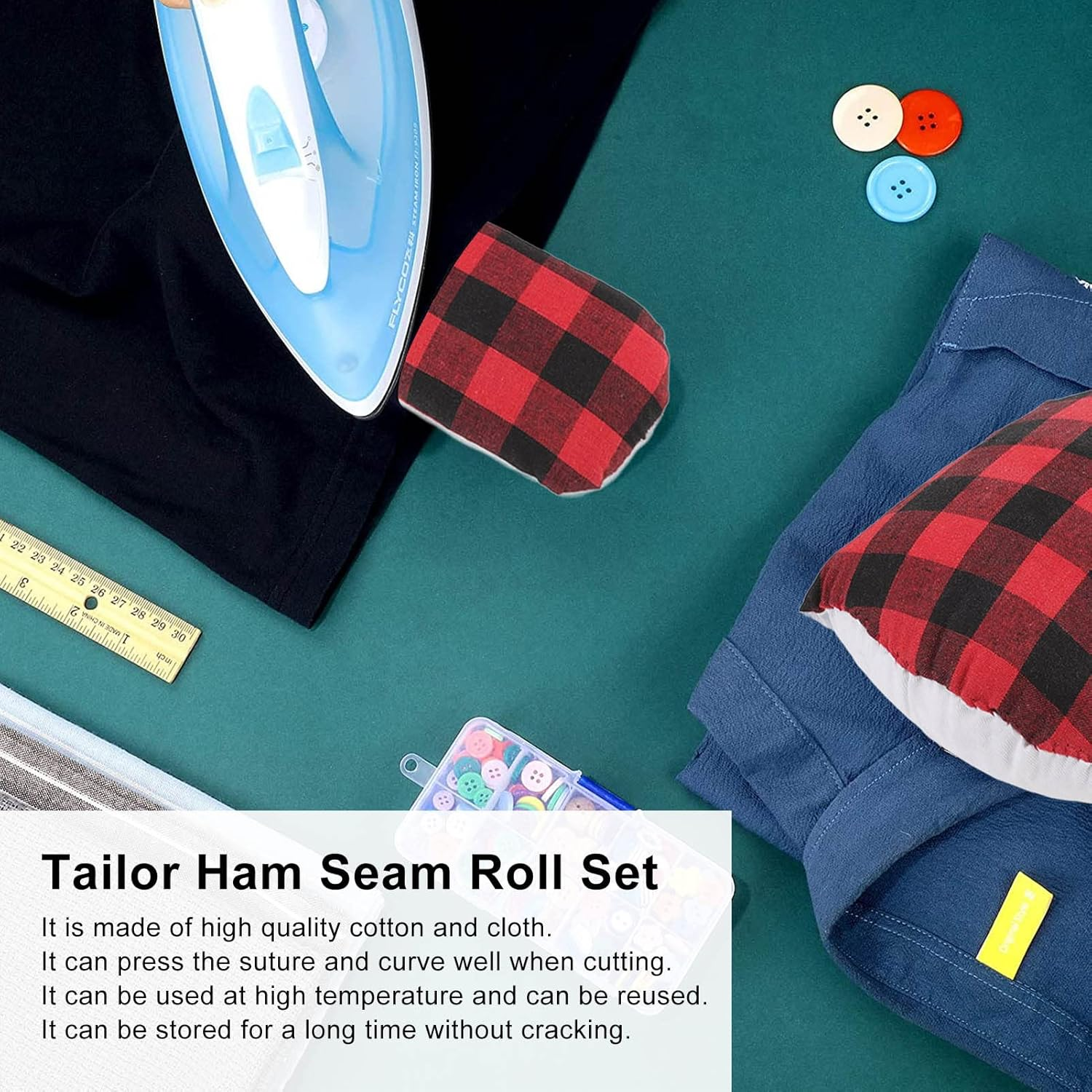 2Pcs Tailor Ham Seam Roll, Dressmaking Sleeve Roll Pressing Tool, for Steam Ironing during Sewing to Obtain a Smoother image number 3