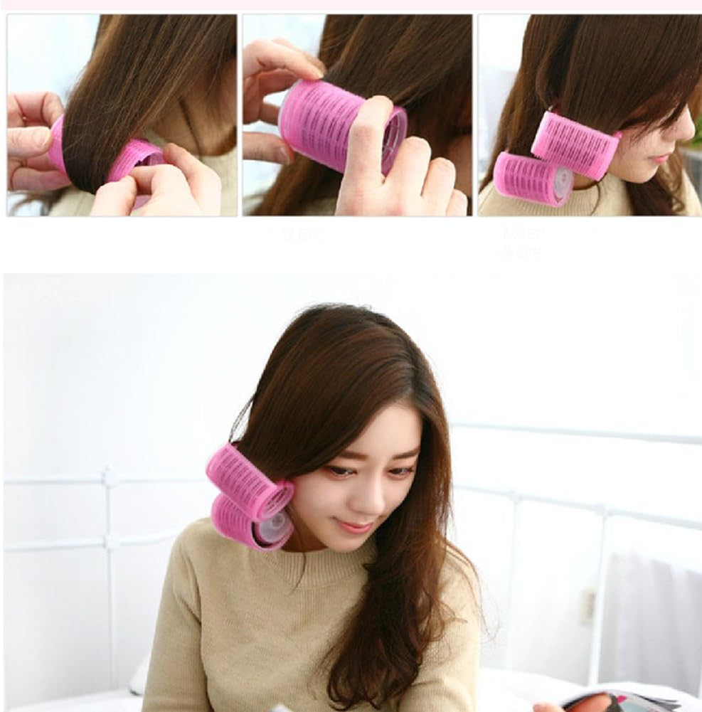 2PCS Double-Layer Bangs Hair Curlers Roller Hair Styling Tools, Pink image number 2