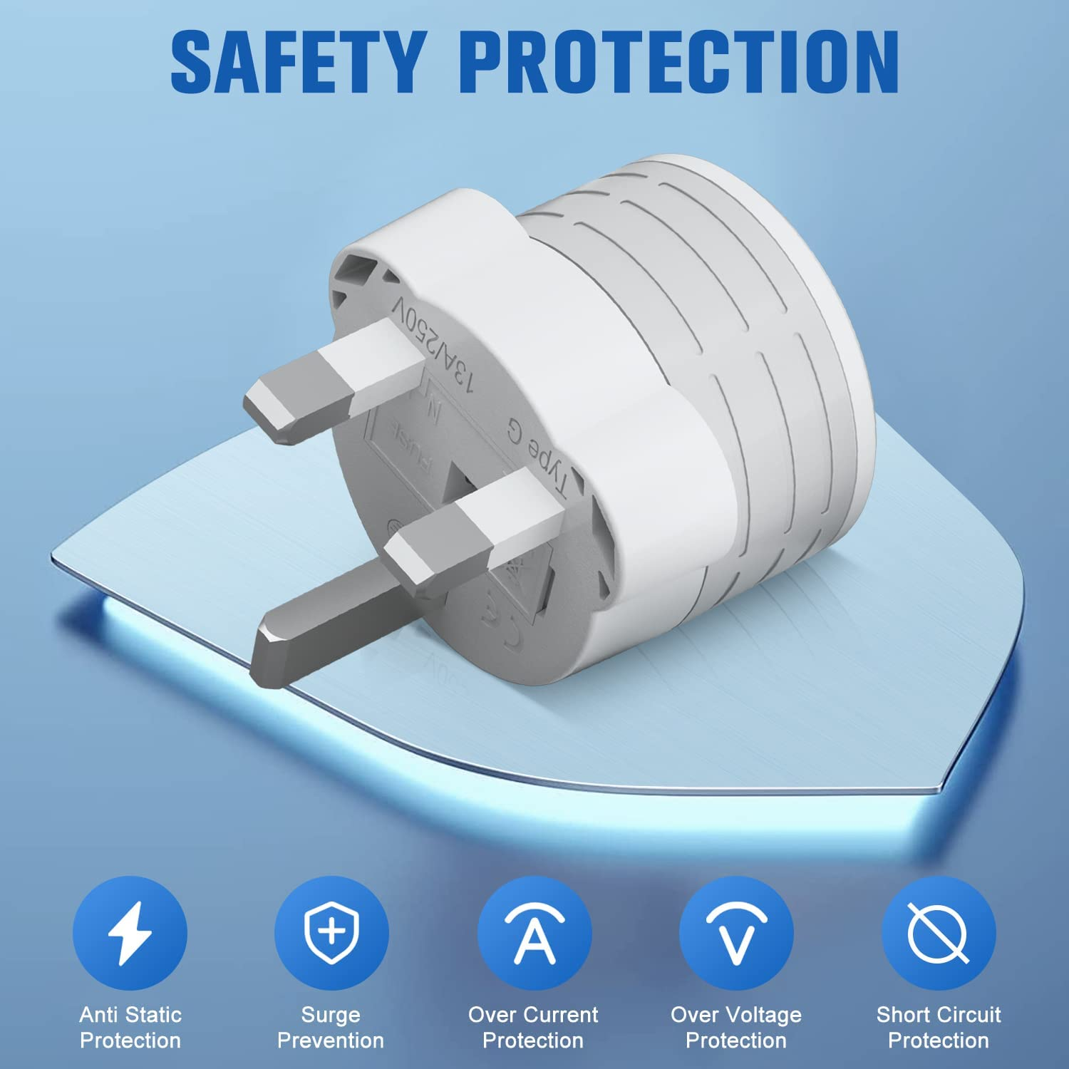 HEYMIX UK Travel Adapter, Universal Plug for Australia, International Power Adapter, England, Malaysia, Indonesia, Singapore (2-Pack) image number 6