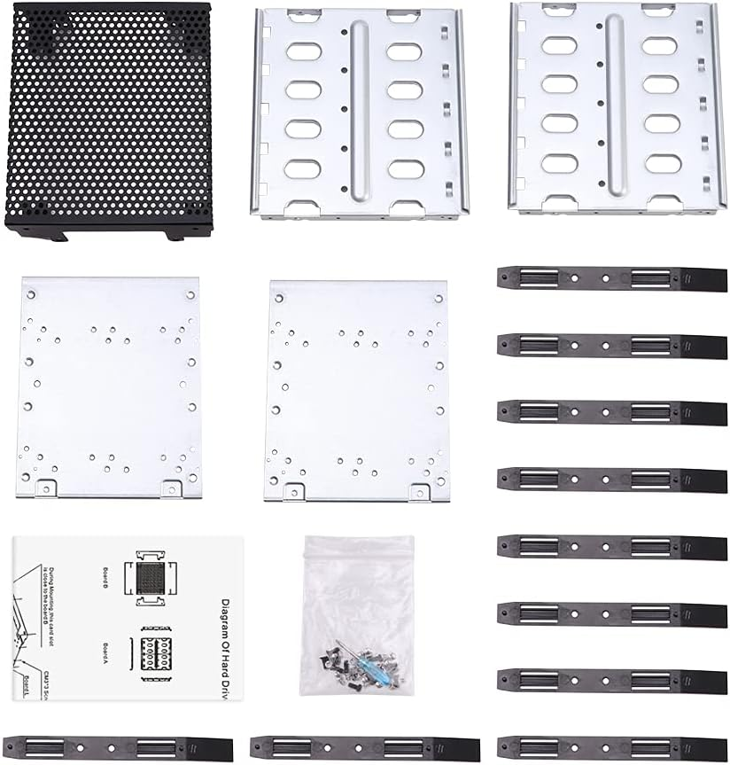 Stainless Steel Hard Drive Cage, 5.25" to 5X3.5 Rack SAS for Computer, Hard Driver Tray with Fan Space -Galvanized Steel Plate Adapter Rack Bracket Free Size image number 3