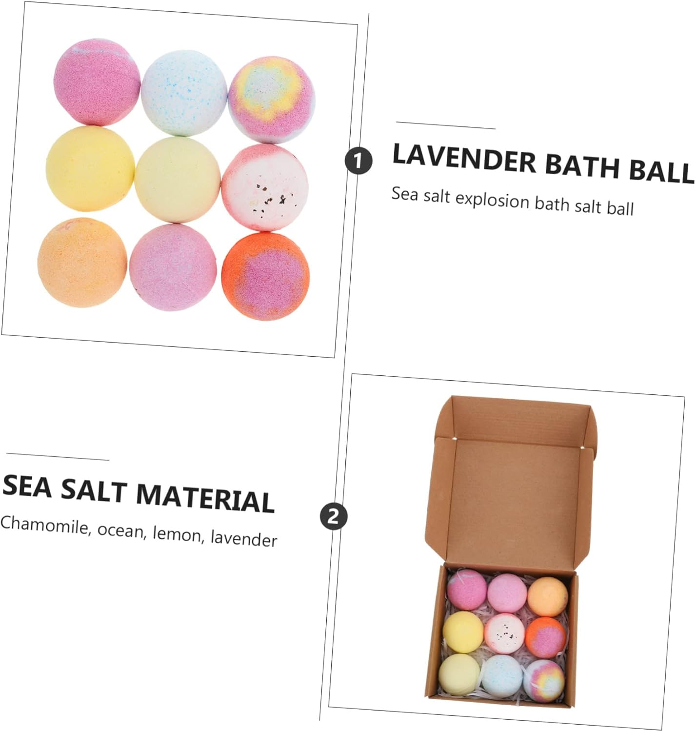 Ipetboom 9Pcs Essential Oil Set 60G Moisturizing Bathing Balls for Relaxation and Stress Relief Handmade Women Mothers and Special Occasions image number 6