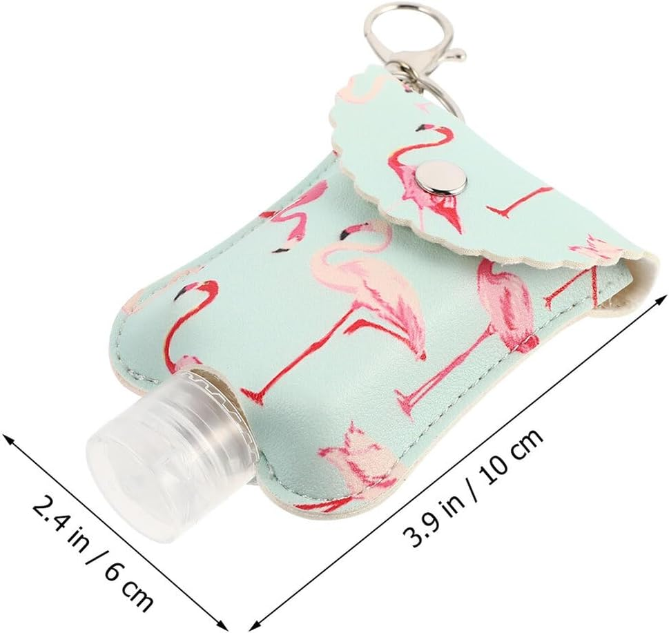 ADOCARN 60Ml Travel Hand Sanitiser Bottle PU Leather Keychain Holder, 2Pcs Set Portable Hand Leather Case for Travel Bottle Container Random Style image number 3