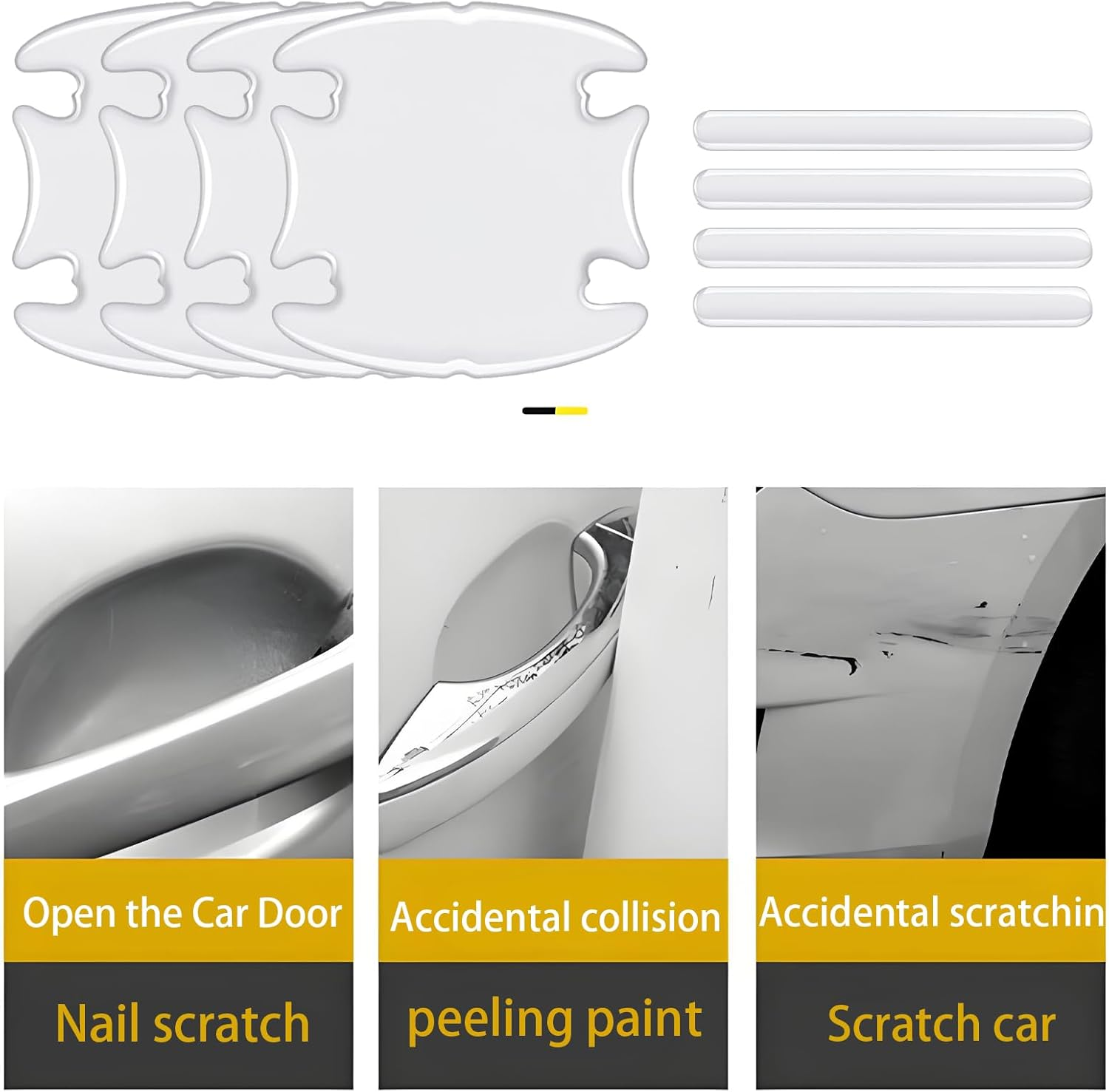 8 Pcs Car Door Handle Protector, Transparent Universal Fit, Epoxy Car Door Edge Protector for Scratch Prevention, Durable Protection against Rings and Keys image number 6
