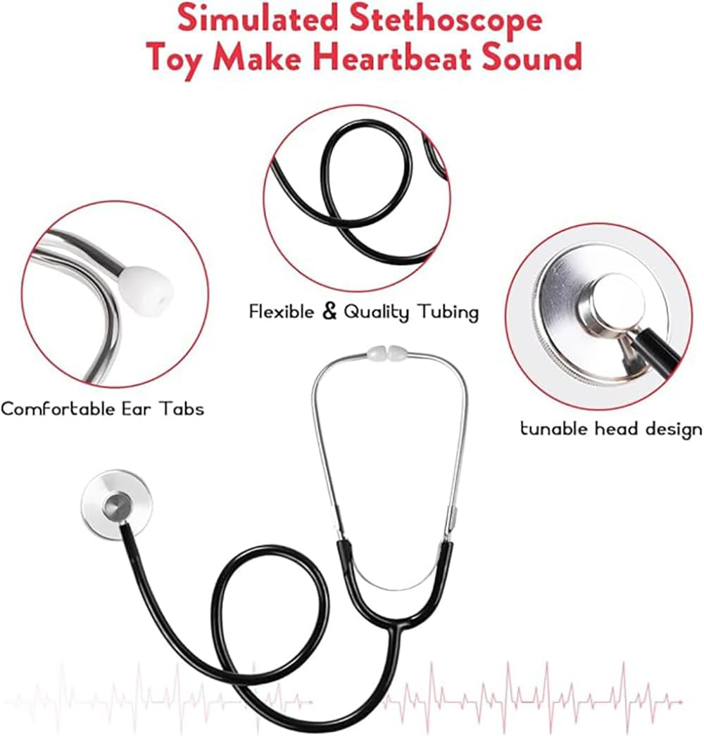 Kids Doctor Costume 7Pcs Kid Lab Coat Doctor Nurse Fancy Dress Costume Set Scrubs with Accessories Halloween Costume for Girls