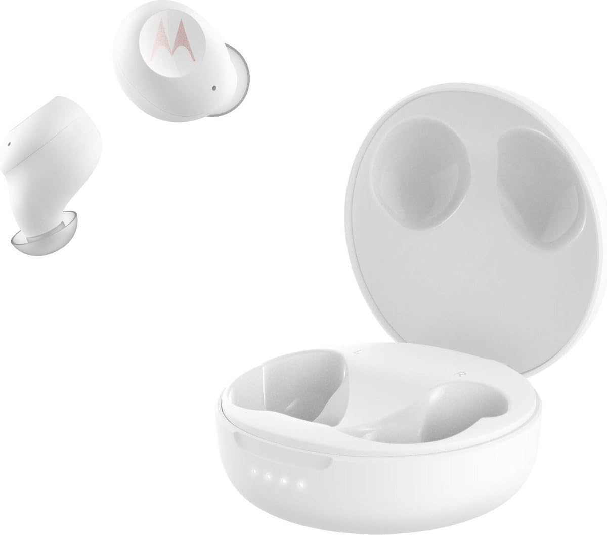 Motorola Vervebuds 250 - Bluetooth In-Ear True Wireless Headphones - Portable, Wireless Charging Box - 18 Hours - IPX5 Waterproof - Touch Control - Compatible with Alexa, Siri, Google - White