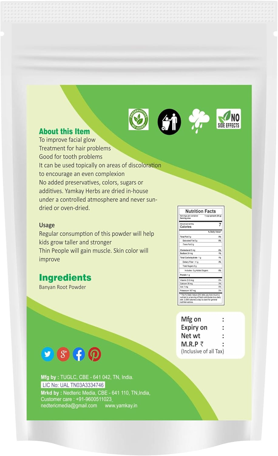 Natural Banyan Root Powder, 100Gm image number 6