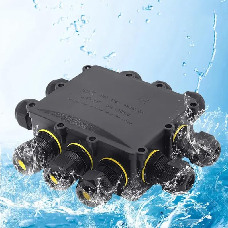Aikoolwer Waterproof Junction Box External 10 Way with Cover Plastic Outdoor IP68 Cable Connector Lighting Electric External Coupler Cable Gland 4-14Mm