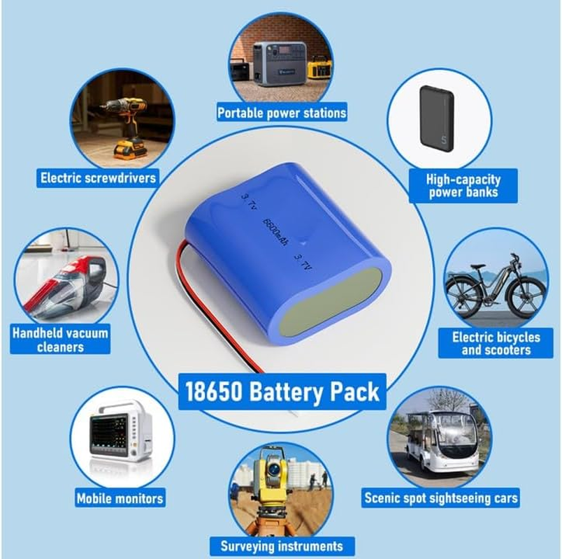 18650 Rechargeable Lithium Battery Pack, 7.4V 4000Mah, Long-Lasting High Capacity image number 1