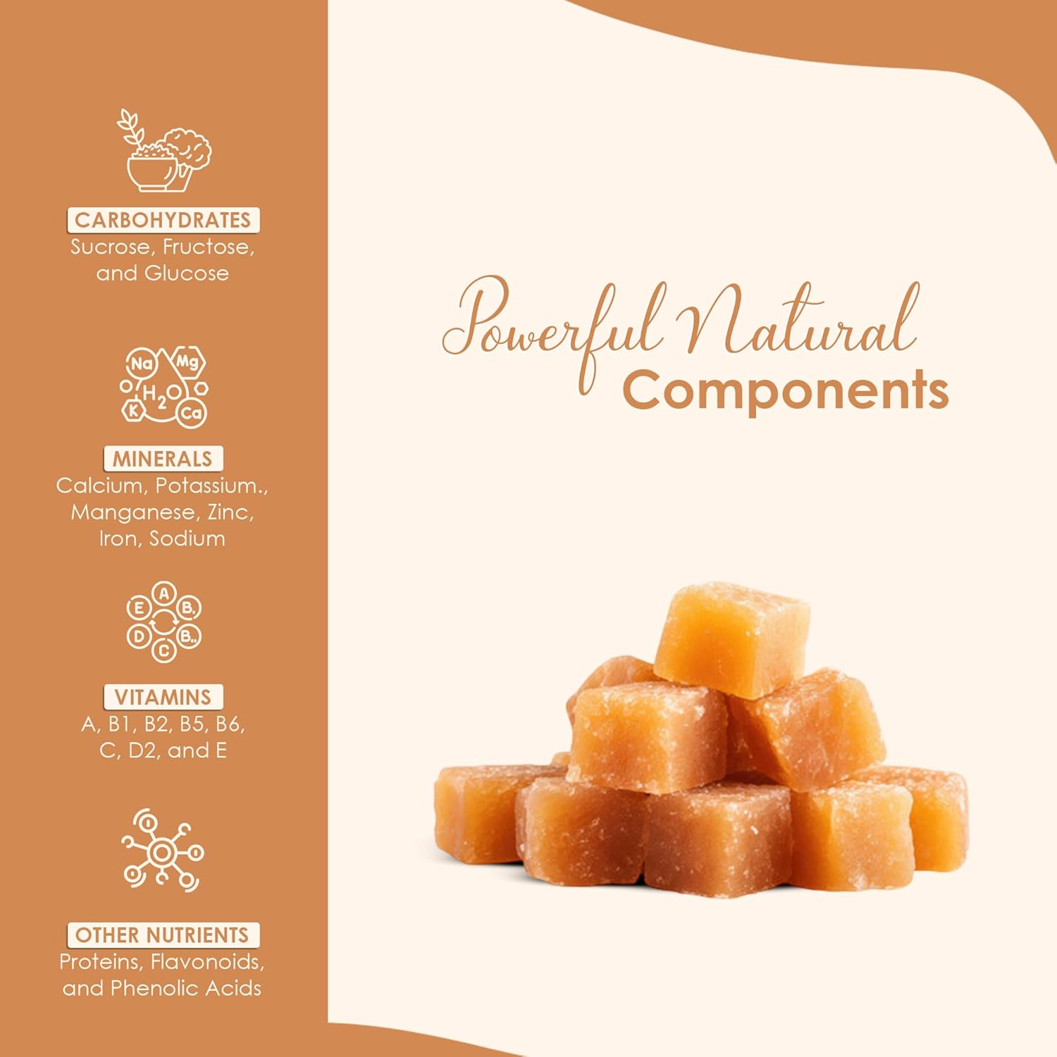 Mi Nature Jaggery Cube| 100% Pure & Unrefined Farm Fresh Sugarcane Gur/Gud Blocks| Rich in Vitamins & Minerals |Natural Healthy Sweetener & Refined Sugar Substitute| No Additive & Preservative | 300G(10.5Oz) image number 1