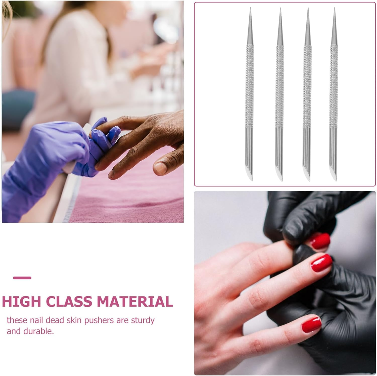 SAFIGLE Cuticle Pusher Tool Stainless Steel Double Head Cuticle Remover Nail Art Supplies Professional Nail Tech Tools image number 1