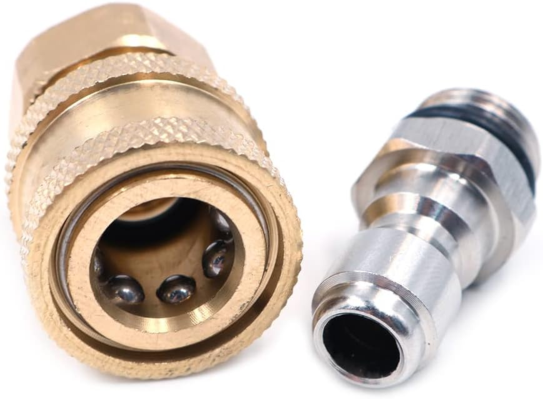 1 Set ZONADA Quick Connector Pressure Washer Fittings, M14 Female Thread Tap Connector & Male Thread Brass Quick Connector, 1/4" Pressure Washer Adapter Set