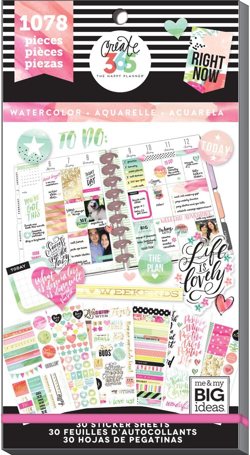Me & My BIG Ideas Sticker Value Pack - the Happy Planner Scrapbooking Supplies - Everyday Plans Theme - Multi-Color - Great for Projects, Scrapbooks & Albums - 30 Sheets, 1486 Stickers Total