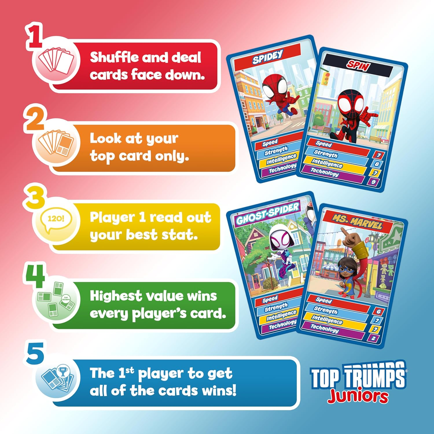 Top Trumps Juniors Spidey and His Amazing Friends Card Game image number 5