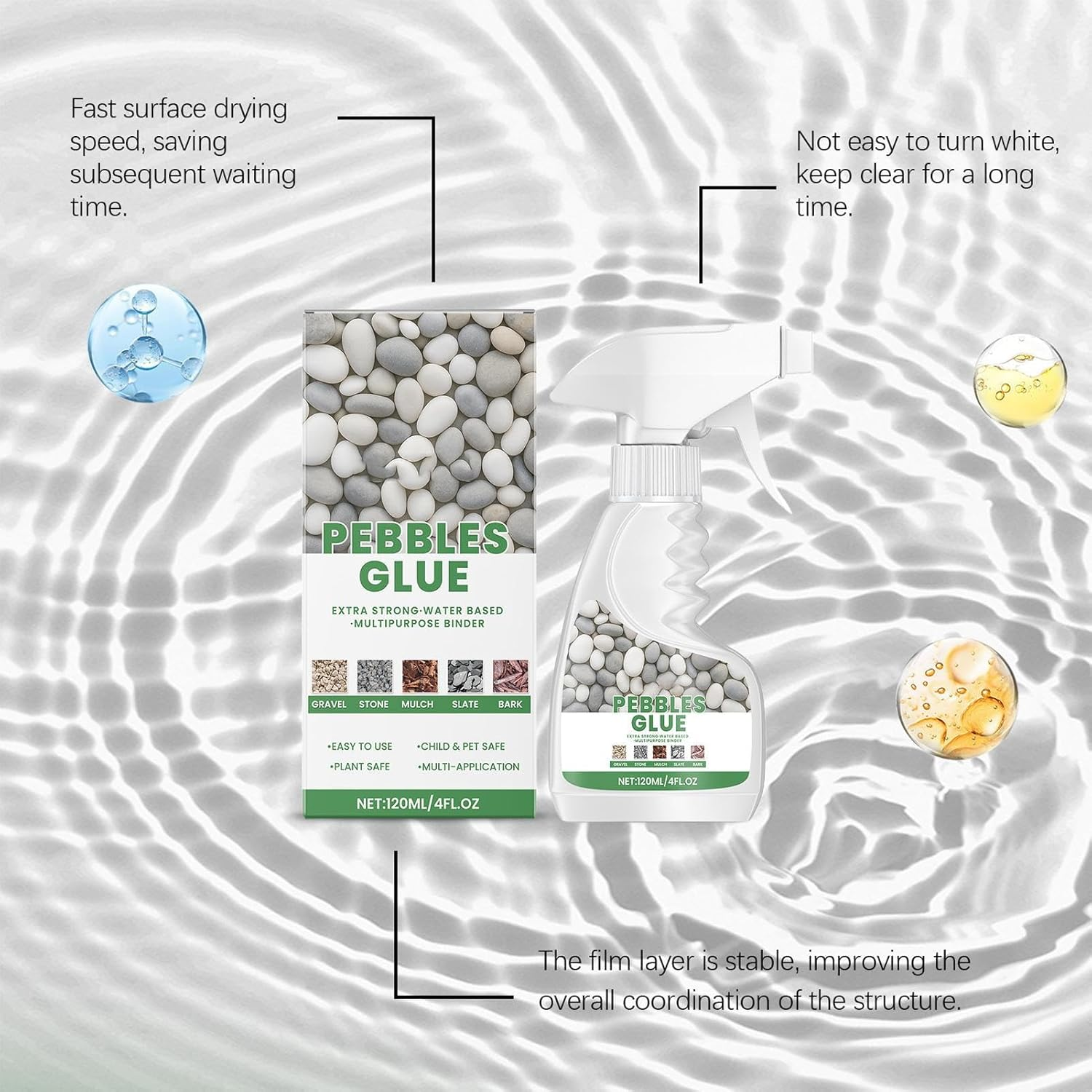 Landscape Rock Glue, Mulch Glue 120Ml, Stone Binder Weather-Resistant Adhesive Spray for Pond Driveway Gardens Paths Outdoor Playground Sculptures image number 2