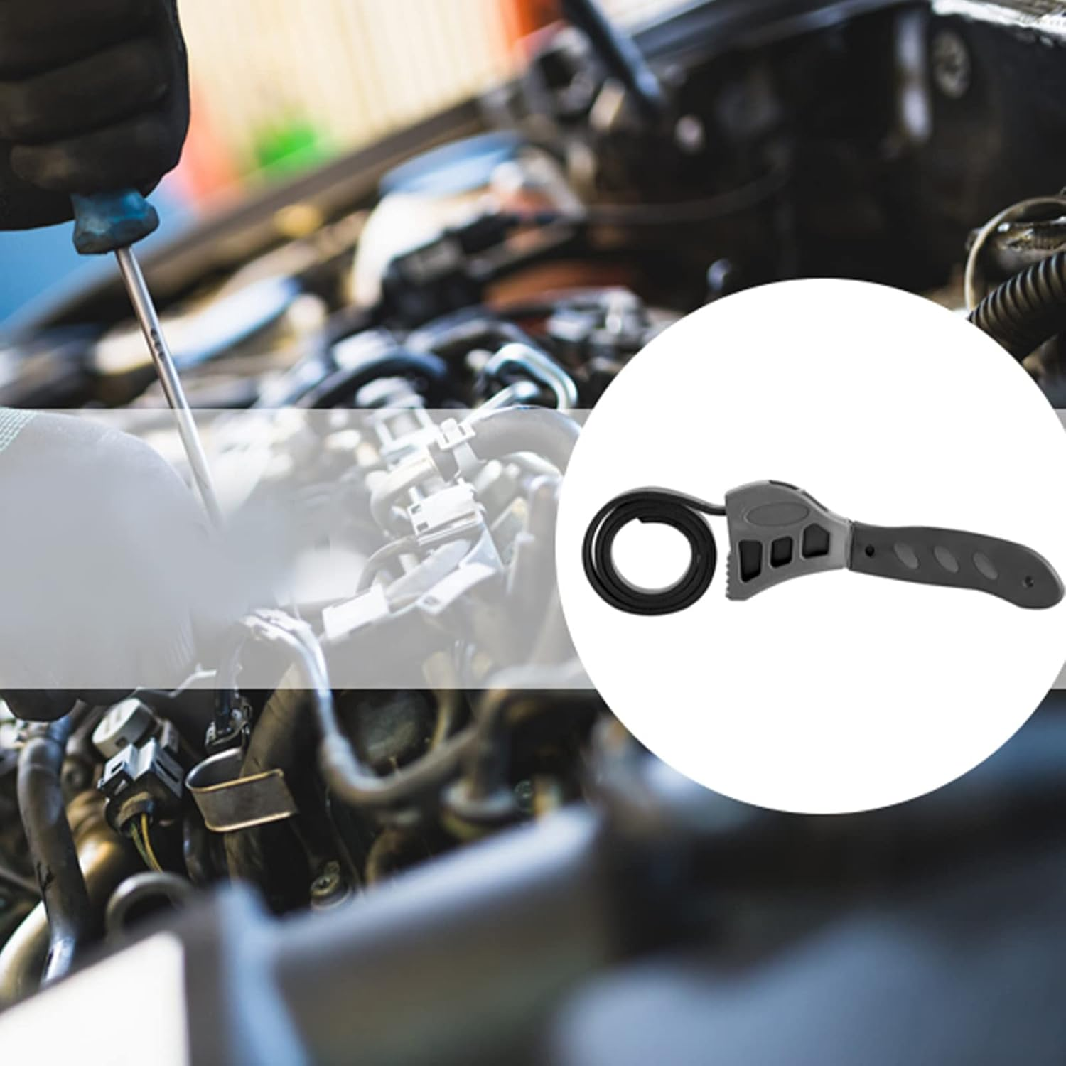 Rubber Strap Wrench, Adjustable 500Mm Jar Opener Pipe DIY Wrench Wrenches Used by Mechanics Plumbers Car Repair Tool Pipe Wrench image number 4