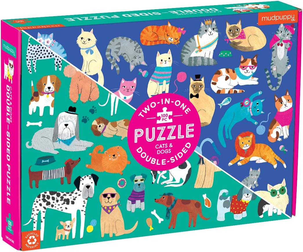 Cats & Dogs 100 Piece Double-Sided Puzzle image number 4