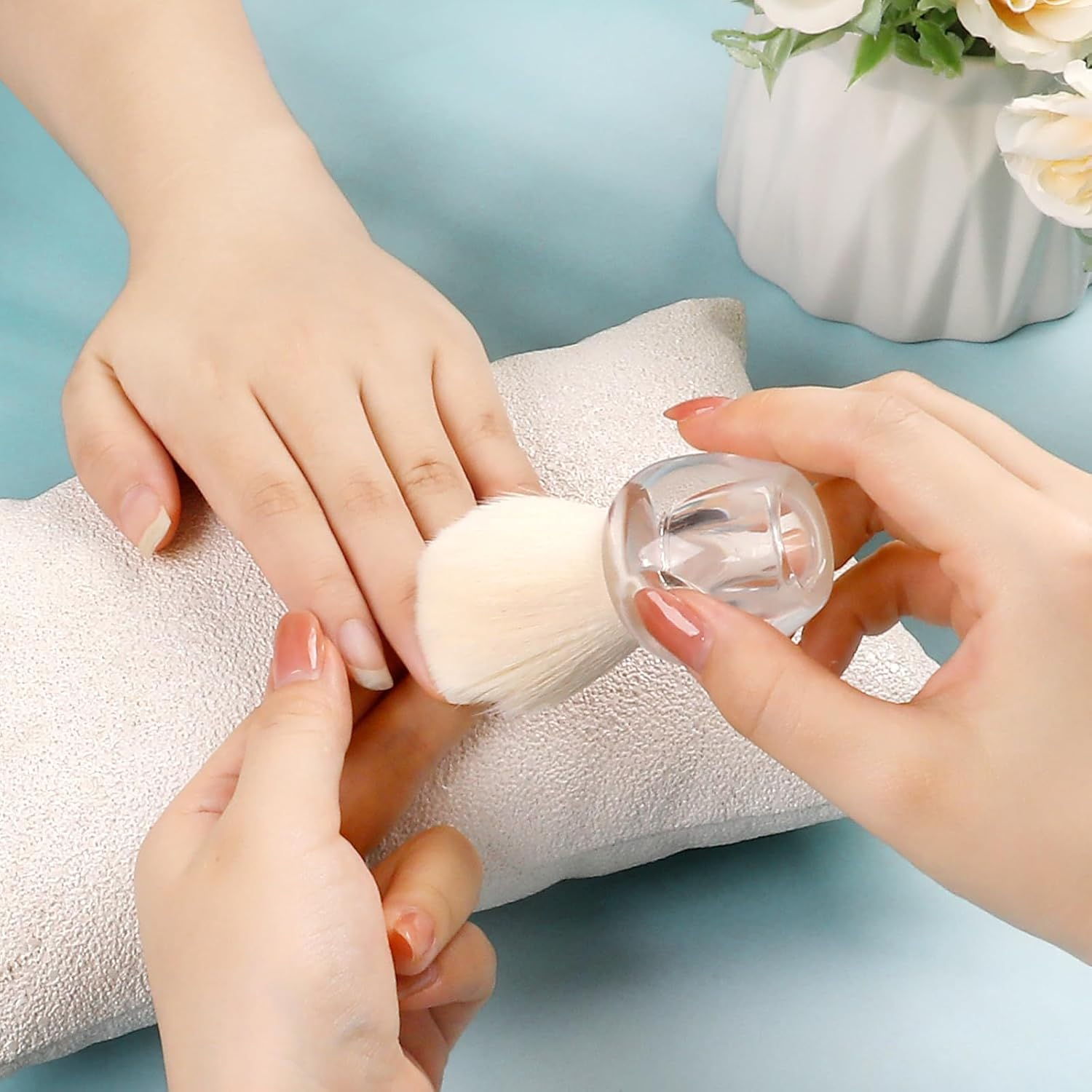 BQAN Nail Dust Brush Nail Art Dust Powder Remover Brush Nail Arts Dust Cleaner Brush Soft Kabuki Cleaner Brush for Makeup or Acrylic UV Gel Nail Arts (Transparent) image number 3