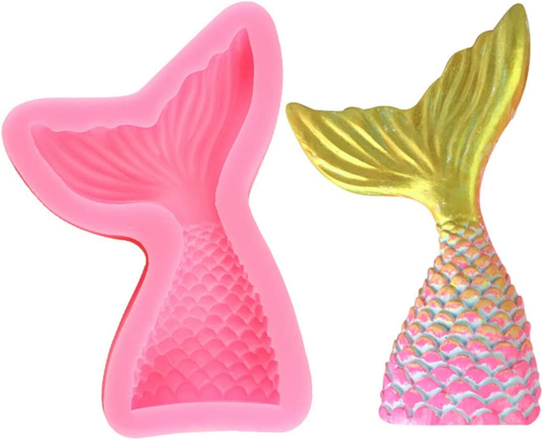 Mermaid Theme Fondant Silicone Mold,Seashell Silicone Mold Mermaid Tail Candy Chocolate Mold DIY Handmade Baking Tools for Sea Creatures Beach Theme Party Cake Decoration Set of 4 image number 4