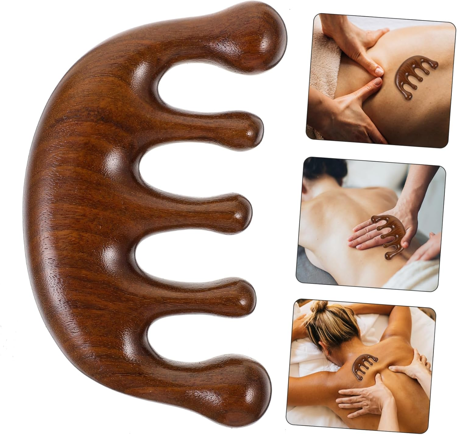 Gogogmee Wooden Massager Comb Compact Wood Craft Massage Tool Tension Promote Scalp Circulation for Home Travel Use Unique Polished Design image number 1