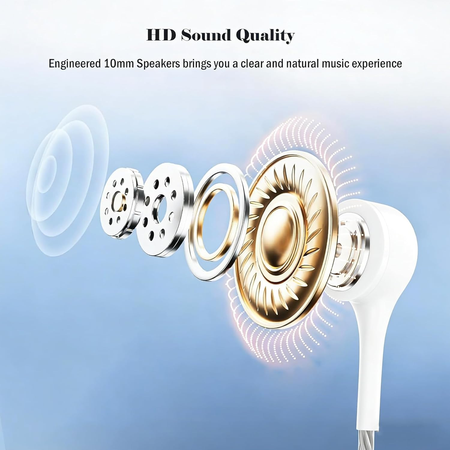 Liuchanghe Wired Headphones In-Ear Earphones Earbuds with Microphone and Volume Control for Phone Android Smartphone Laptop MP3 Players (White)