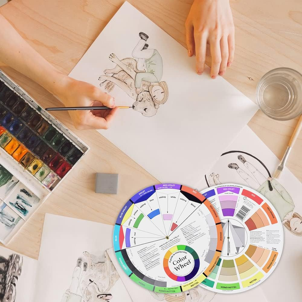 3 Pieces Creative Color Wheel, Pocket Guide on Color Mixing, Art Class Teaching Tool Color Wheels for Makeup Blending Board (5.5Inch) image number 5