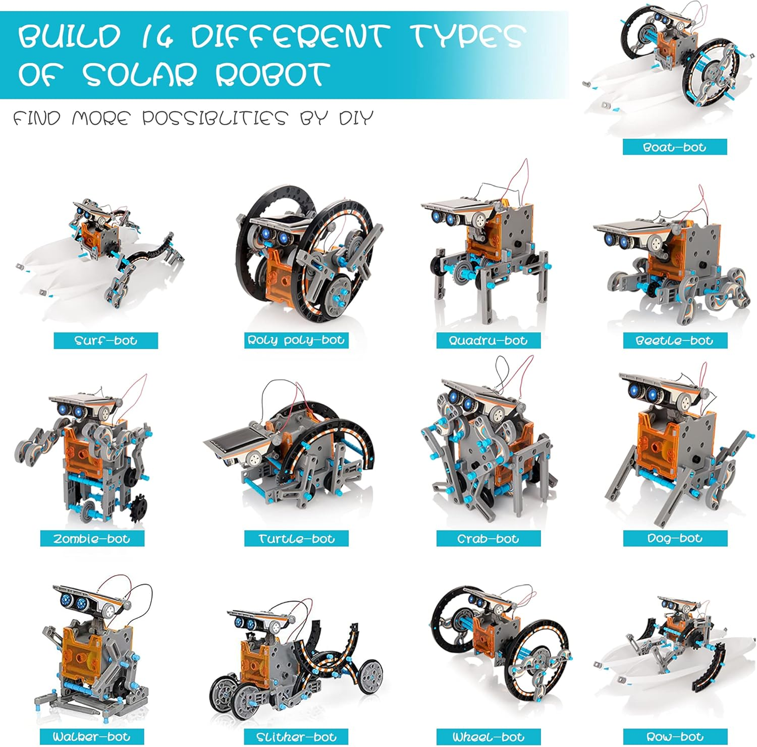 Bravmate Solar Robot Toy for Children from 10+ Years, 14-In-1 STEM Toy, DIY Construction Kit for Robot Kit by Solar Energy, Gift Boy for Children Boys 10 11 12+ Years image number 4
