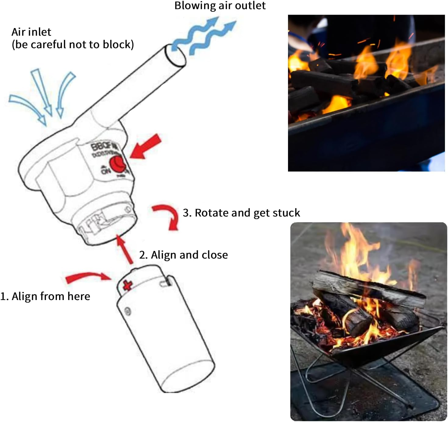 USB Cable DC BBQ Blowers, Outdoor Barbecue Blower, Portable BBQ Fan Blower for Outdoor Cooking, Picnic, Camping 5V image number 2
