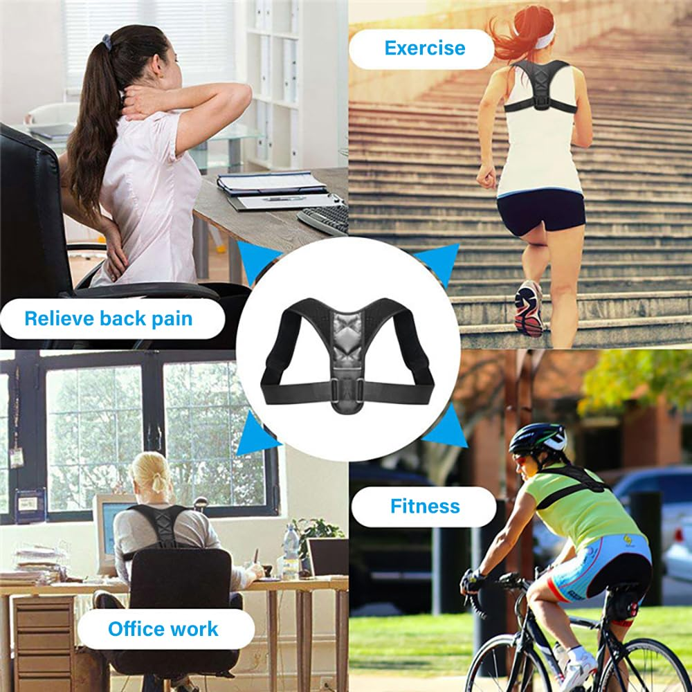 Posture Corrector ，Adjustable Back Brace Shoulder Brace for Female, Male and Adolescent Back Posture Correction to Relieve Shoulder Pain, Comfortable Neck and Upper Clavicle Support Device
