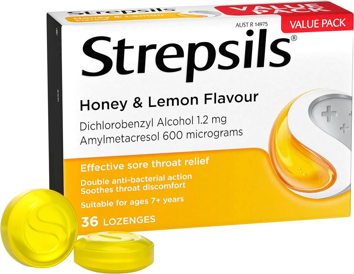 Strepsils Double Antibacterial Soothing Sore Throat Lozenges, Orange, 36 Pack image number 3