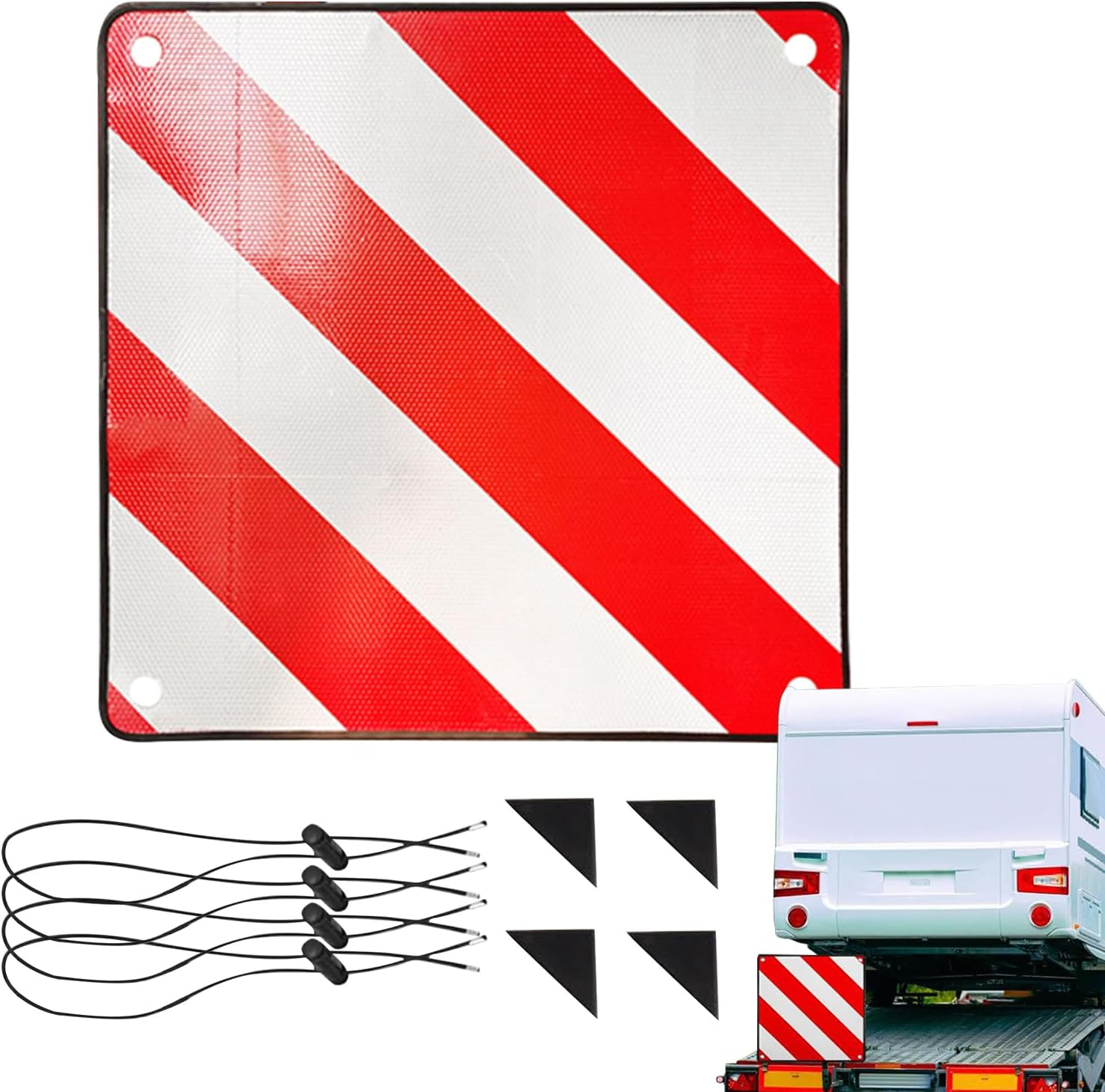Safety Signs - Car Roadside Warning Board | Red White Square Reflective Alarm for Vehicle Security Road Trip Truck Automotive Auto Car Bike Carrier image number 4