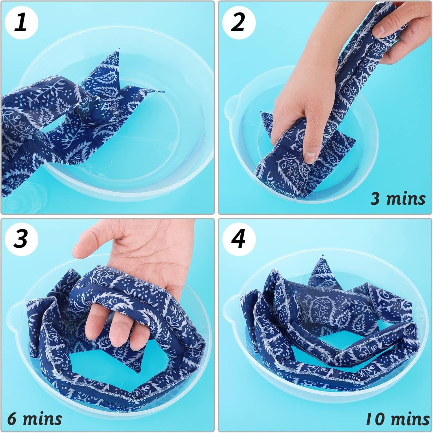 5 Pieces Cooling Neck Wraps, Ice Cooling Scarf Water Soaking Wraps for Neck Bandana Wrap Headband for Women Men, Headband for Hiking Camping Outdoor Hot Summer Indoor Outdoor