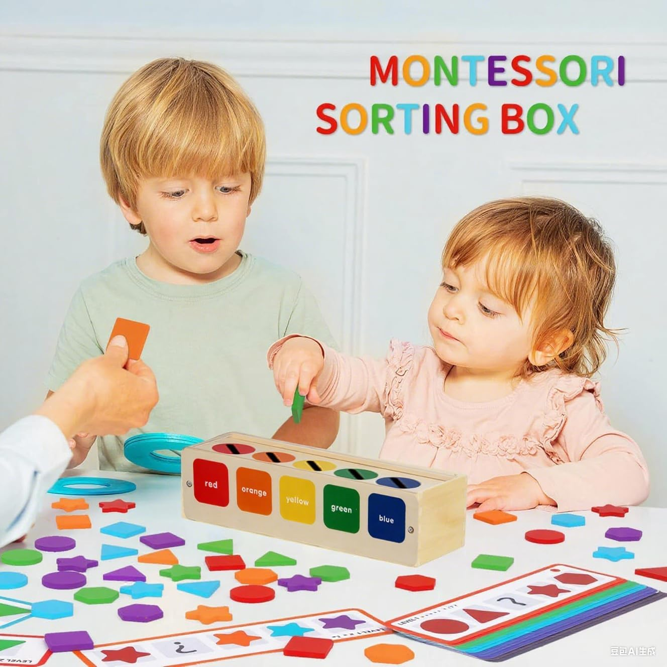 Montessori Wooden Sorting & Matching Toy for Toddlers, Baby Toy 12+ Months, Colour & Shape Learning Educational Game for Kids Age 2 3 4 5, Sensory Presents for Boys and Girls image number 5