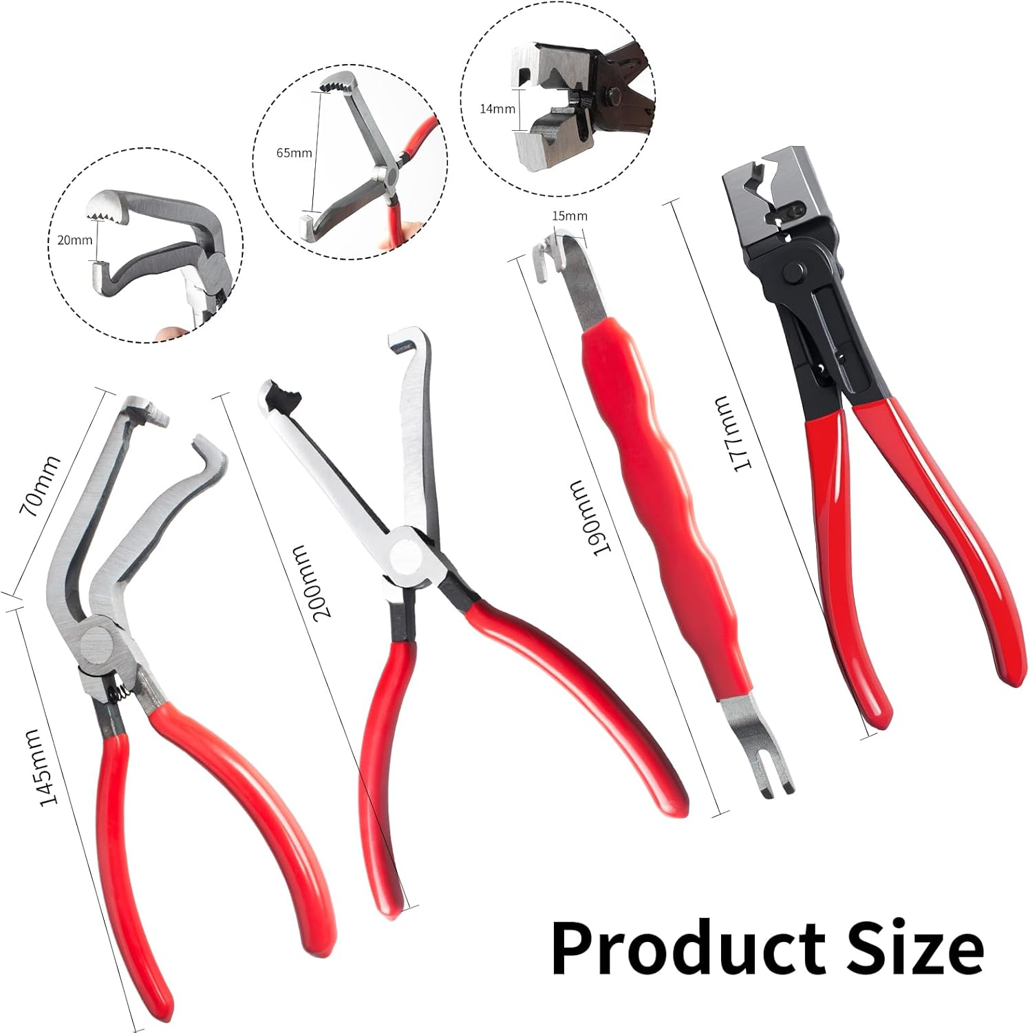 4 Pieces Electrical Disconnect Pliers for Cars, Electrical Connector Separator Tool and Automotive Electrical Connector Disconnect Pliers - Red 2Pcs image number 4