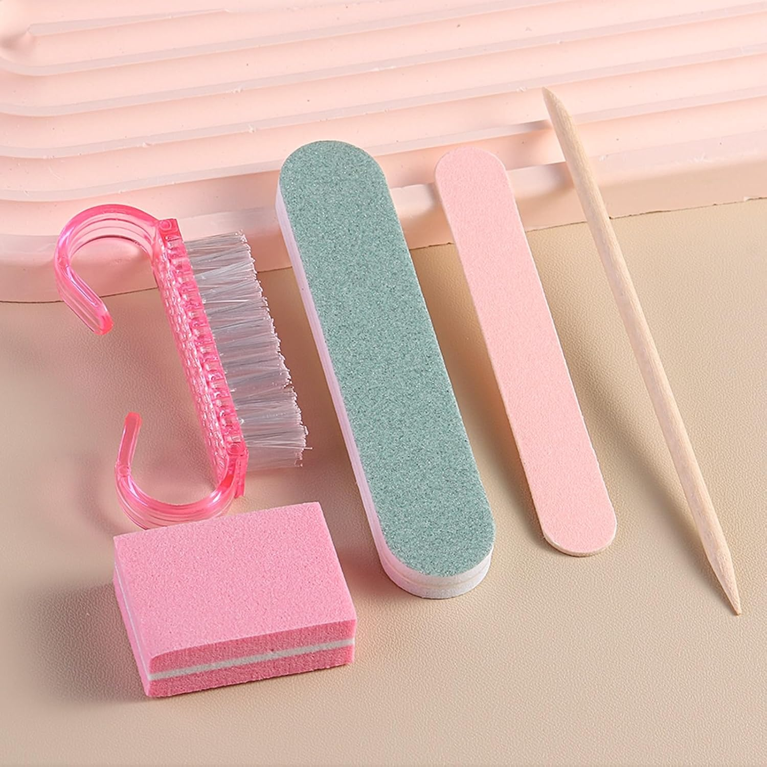 SUTOKAKA 10 Sets Disposable Manicure Prep Kit for Travel Home, Portable Basics 5 in 1 Nail Salon Pedicure Kit, Professional Nail Tool Supplies, Nail File, Mini Buffer, Wood Stick & Handle Grip Brush image number 3