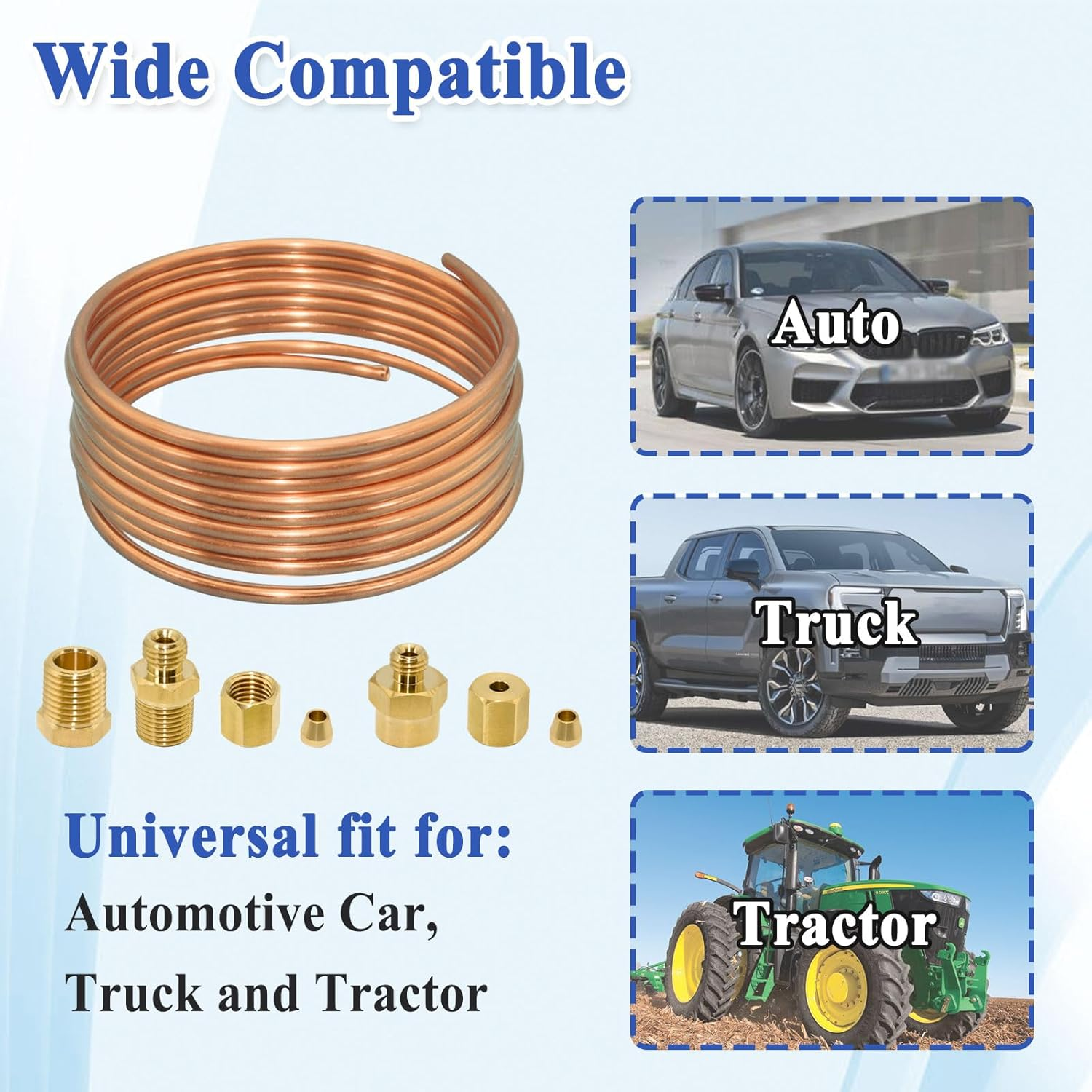 Ebrmeiwo 72'' Oil Pressure Gauge Tubing Kit, Set of Copper Tube and Threaded Parts, Universal Fit image number 5