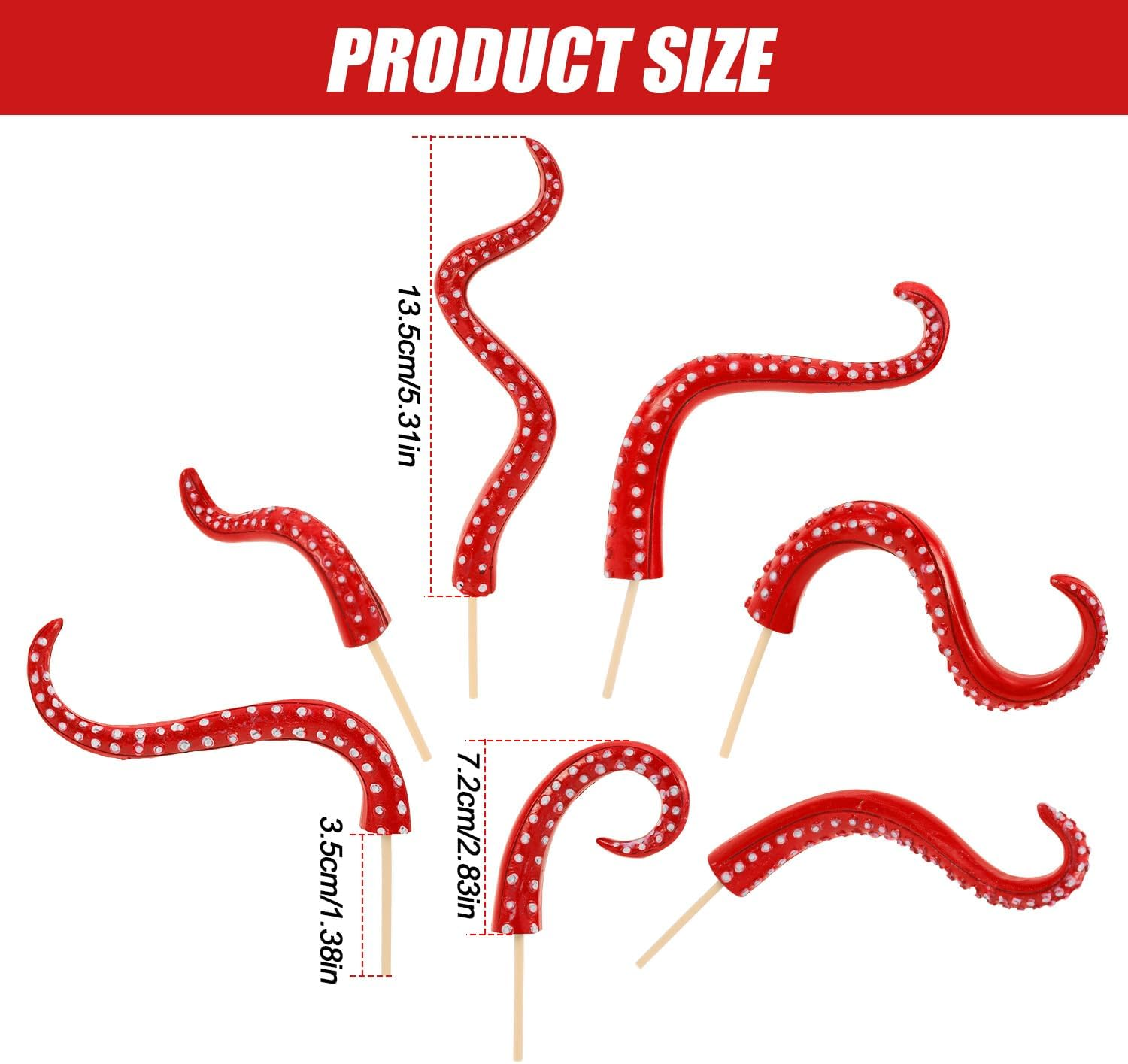 7Pcs Octopus Tentacle Plant Stakes, Various Shapes Glow in the Dark Octopus Leg Stakes Evil Decorative Garden Stakes for Potted Plants Indoor Outdoor Plant Lover Decoration(Red) - Red image number 4