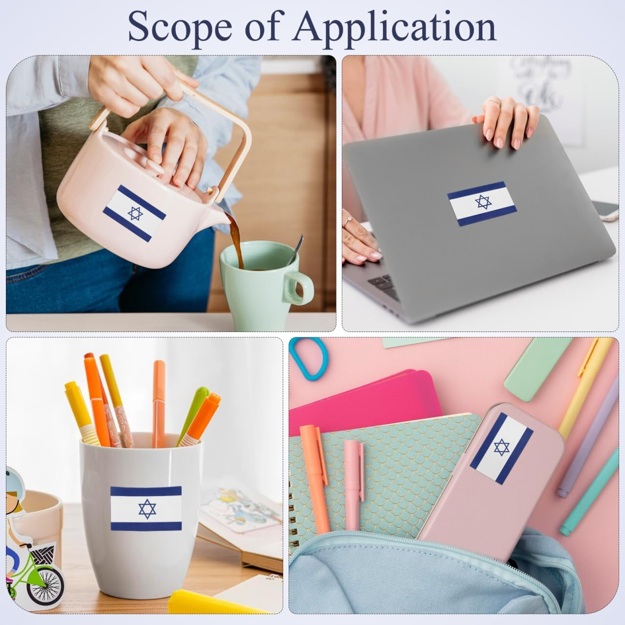 Operitacx Israel Flag Stickers Weatherproof Self Adhesive Patriotic Labels for Journals Scrapbooking Water Bottles Car Decals image number 6