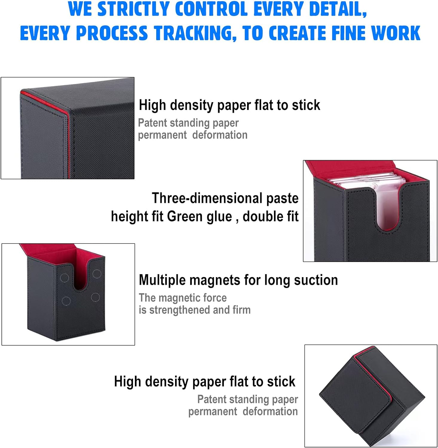 2PACK Card Deck Box for MTG Cards, POIUNA Card Storage Box Fits 160+ Single Sleeved Cards, PU Leather Strong Card Deck Case Holder Compatible with Magic Commander TCG CCG(2 Pack) image number 3