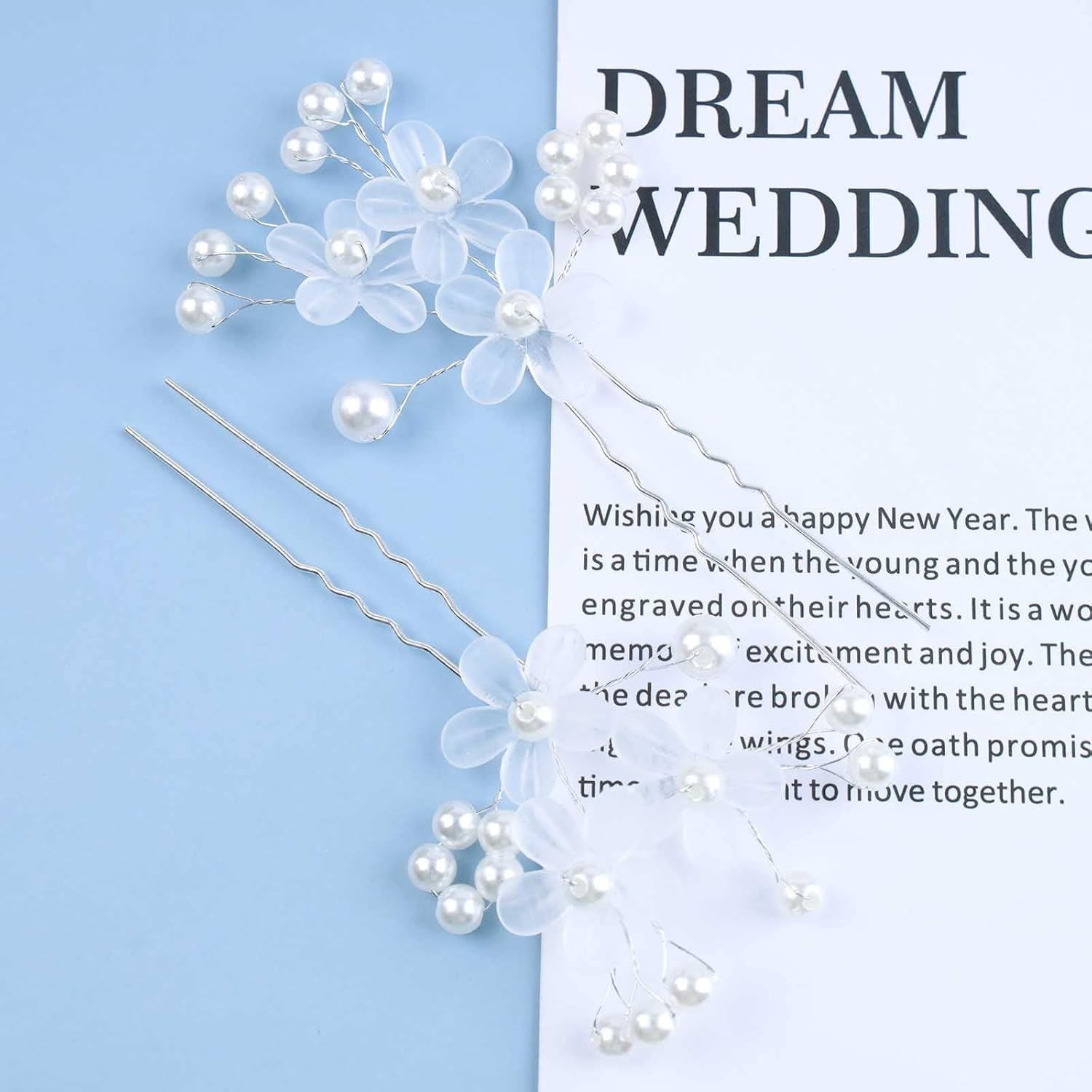 Yheakne Pearl Crystal Wedding Hair Pins Silver Flower Pearl Hair Pins Rhinestone Hair Pins Hairpiece Decorative Bobby Pins Heapieces Bridal Hair Accessories for Bride and Bridesmaid 2 Pieces (Silver B)