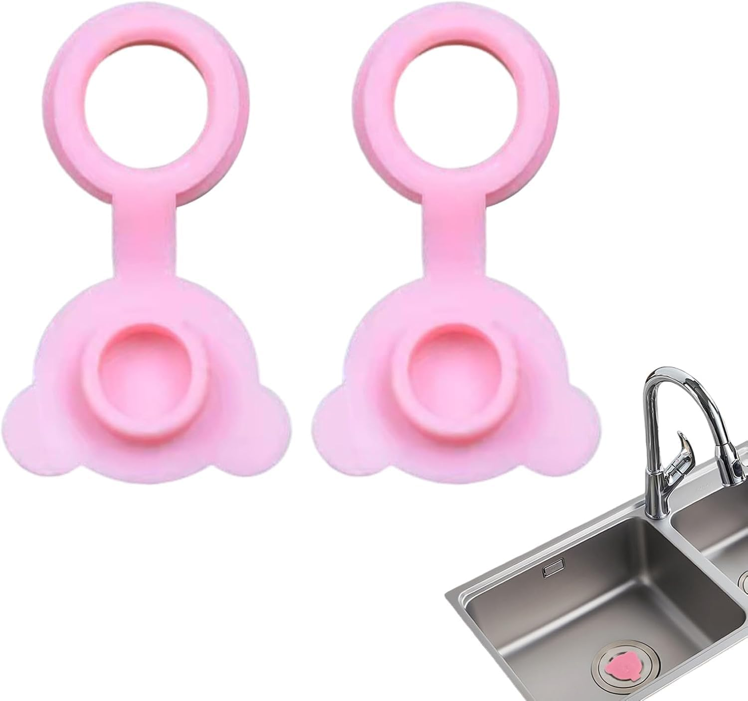 2-Pack Bear-Shaped Silicone Drain Plugs - Bathtub & Sink Stoppers for Kids, Non-Slip Bath Plug with Cute Animal Design image number 3